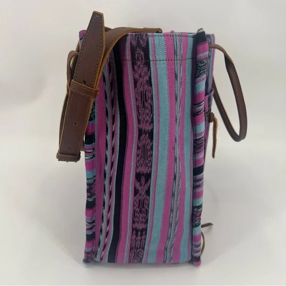 Nena & Co. 13in x 17in One Of A Kind Guatemala Travel Tote Bag Purple,blue,blk - Picture 9 of 12